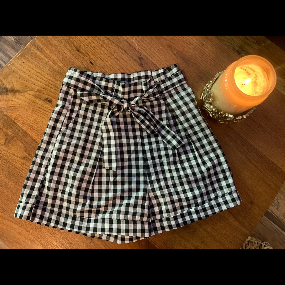 Do + Be Black and White Gingham High-Waisted Short with Tie
